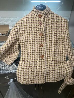 Banana Republic Tweed Peacoat in Beige and Pink